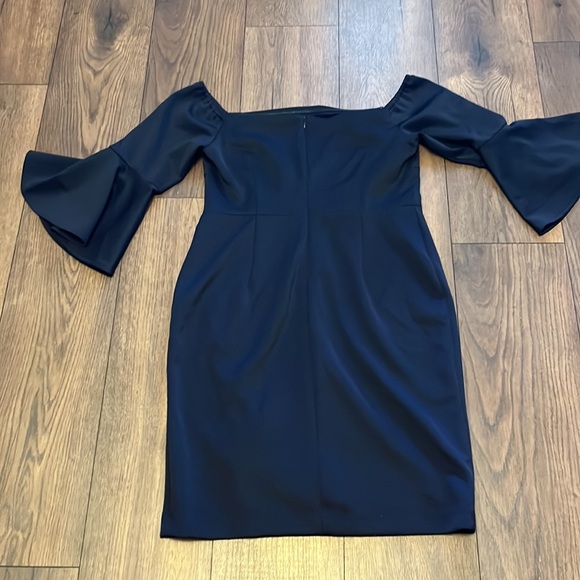 Betsy Johnson navy off the shoulder dress with bell sleeves size 10 - Picture 7 of 7